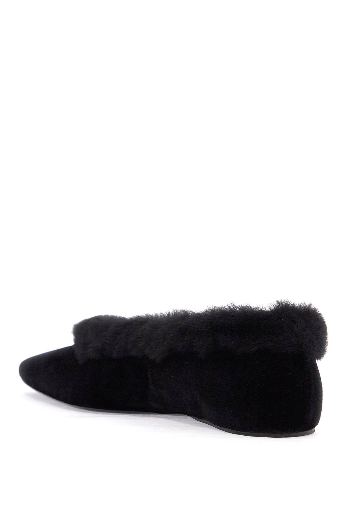 Toteme Toteme black velvet ballerinas with shearling trim