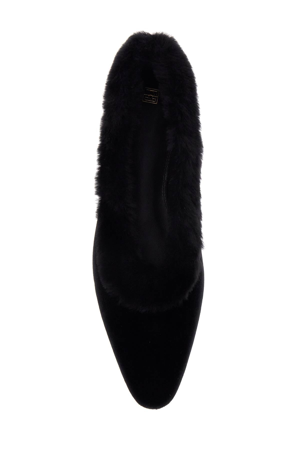 Toteme Toteme black velvet ballerinas with shearling trim