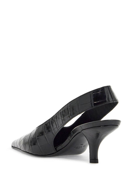 Toteme Toteme black calfskin crocodile effect slingback pump