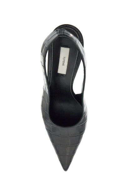 Toteme Toteme black calfskin crocodile effect slingback pump