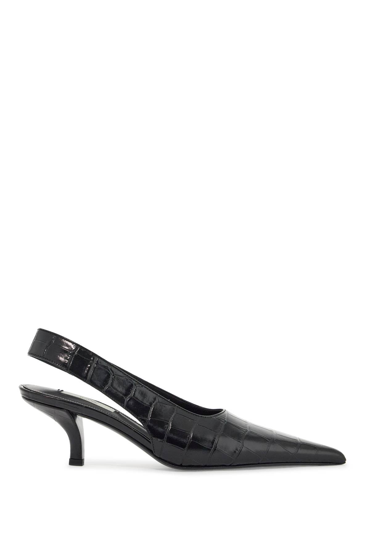 Toteme Toteme black calfskin crocodile effect slingback pump