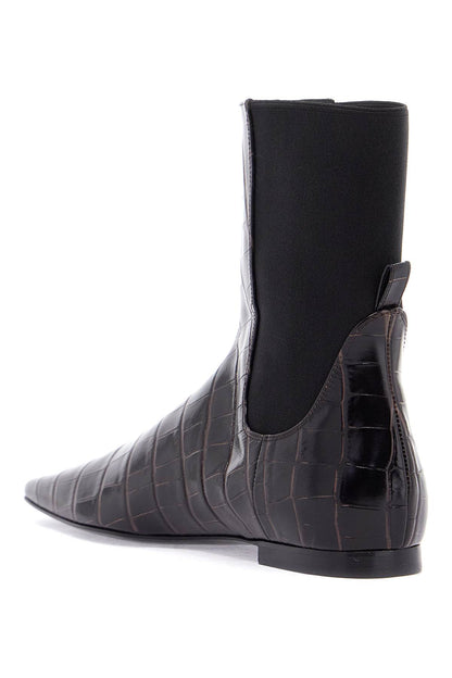 Toteme Toteme dark brown crocodile effect leather chelsea boots