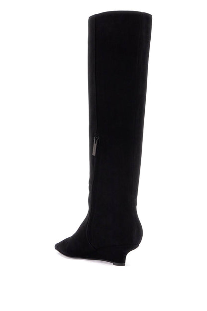 Toteme Toteme black suede knee-high boots with low heel