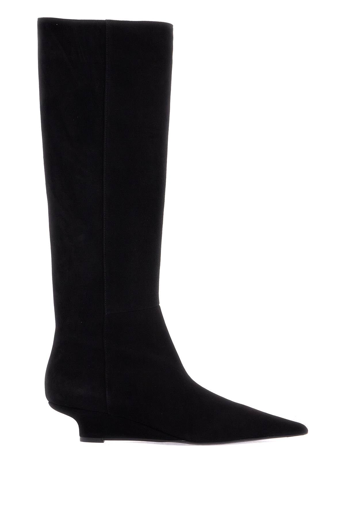 Toteme Toteme black suede knee-high boots with low heel