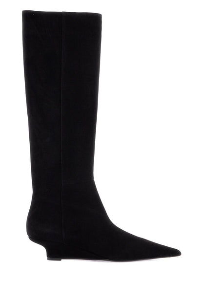 Toteme Toteme black suede knee-high boots with low heel