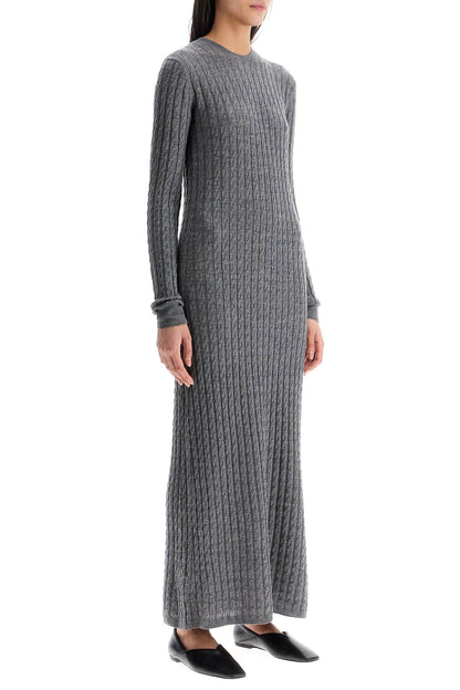 Toteme Toteme long dress in rws wool gray mélange with cable knit pattern