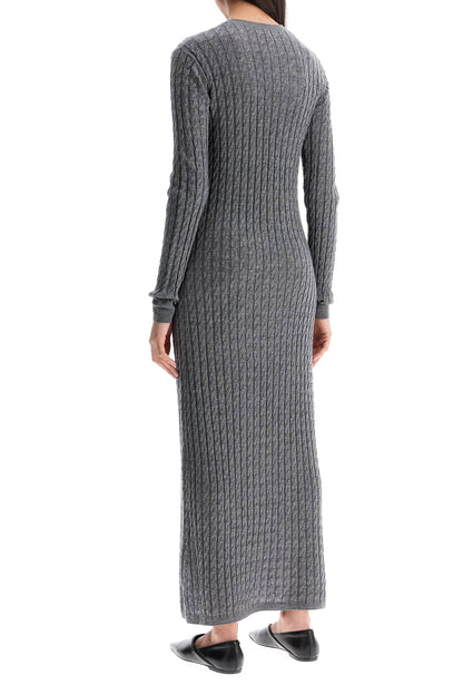 Toteme Toteme long dress in rws wool gray mélange with cable knit pattern