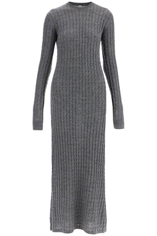 Toteme Toteme long dress in rws wool gray mélange with cable knit pattern