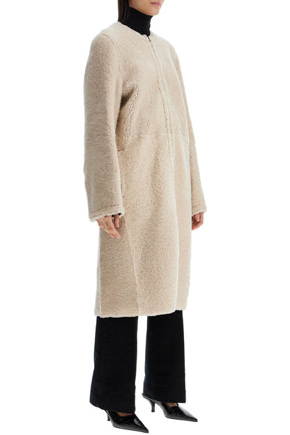 Toteme Toteme beige shearling coat with zip