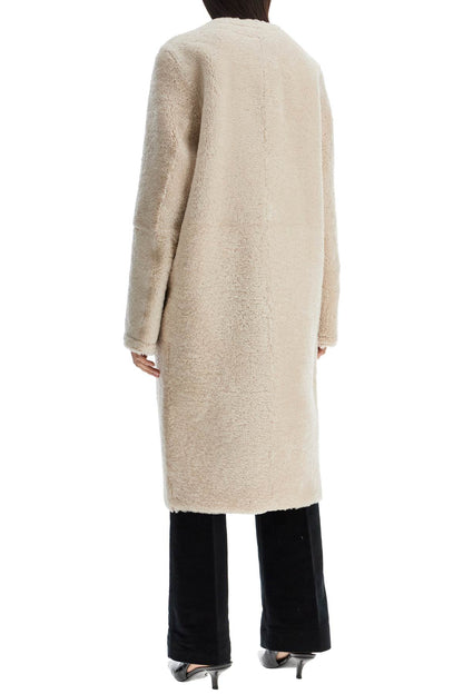 Toteme Toteme beige shearling coat with zip