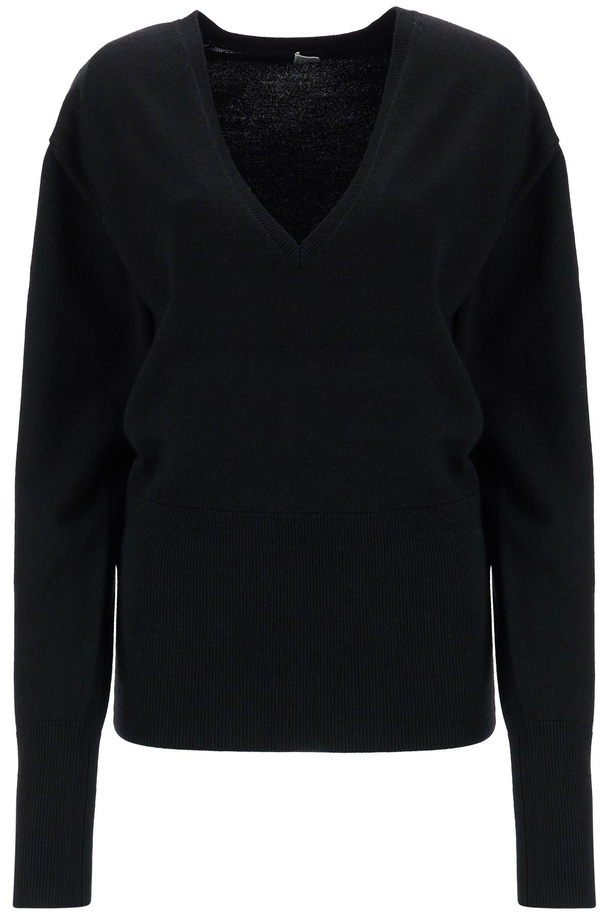 Toteme Toteme rws wool black sweater with deep v-neck