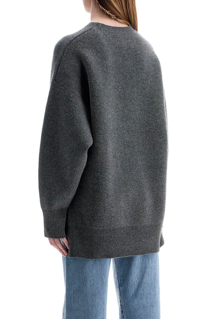 Toteme Toteme gray melange wool and cashmere sweater with wide neck