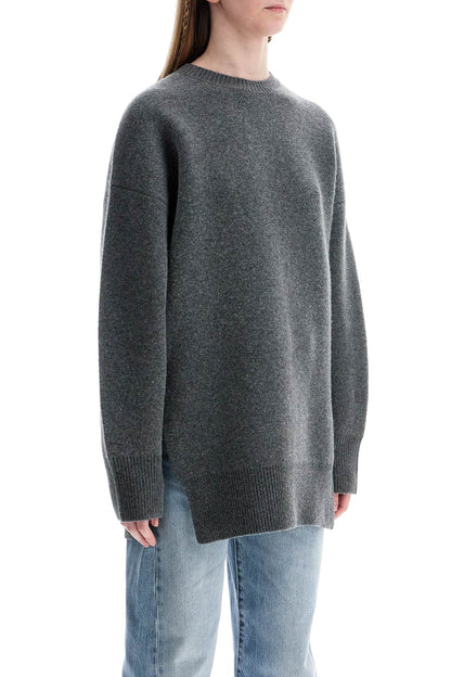 Toteme Toteme gray melange wool and cashmere sweater with wide neck