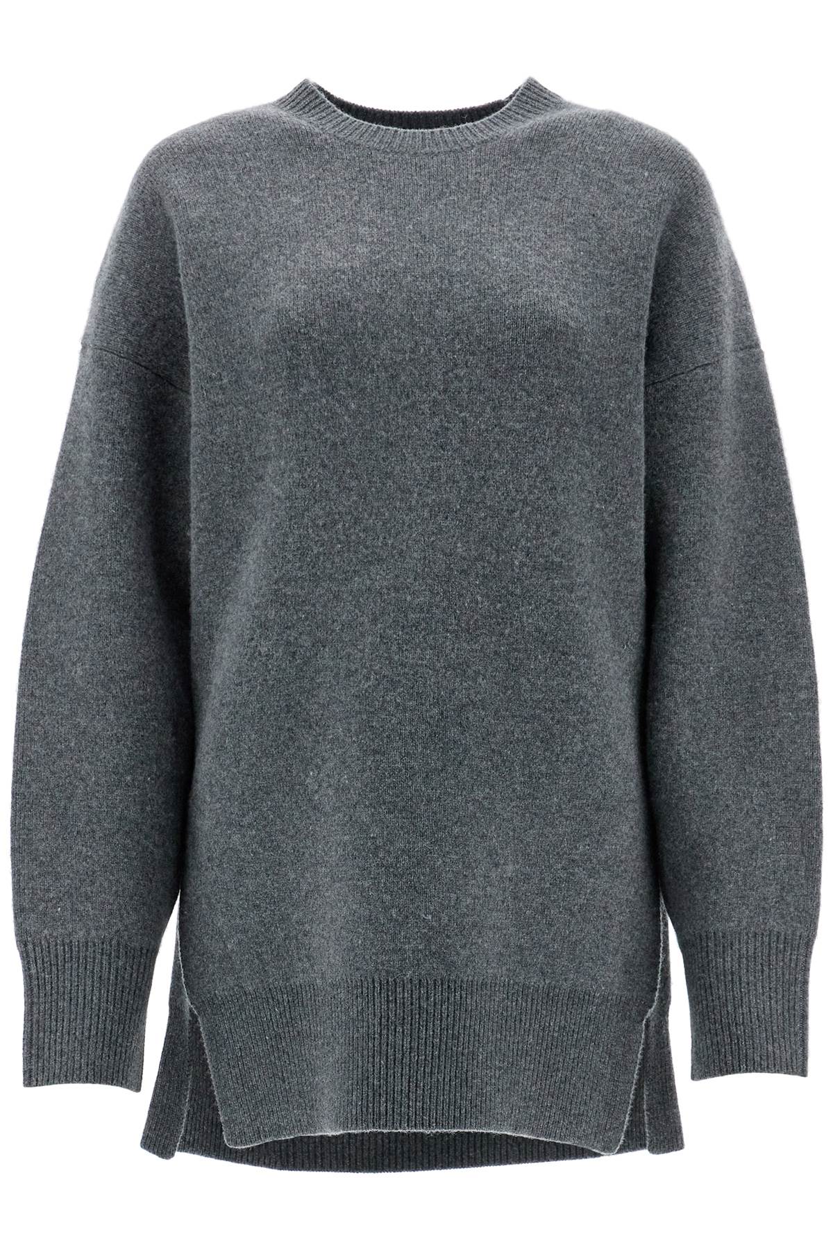 Toteme Toteme gray melange wool and cashmere sweater with wide neck