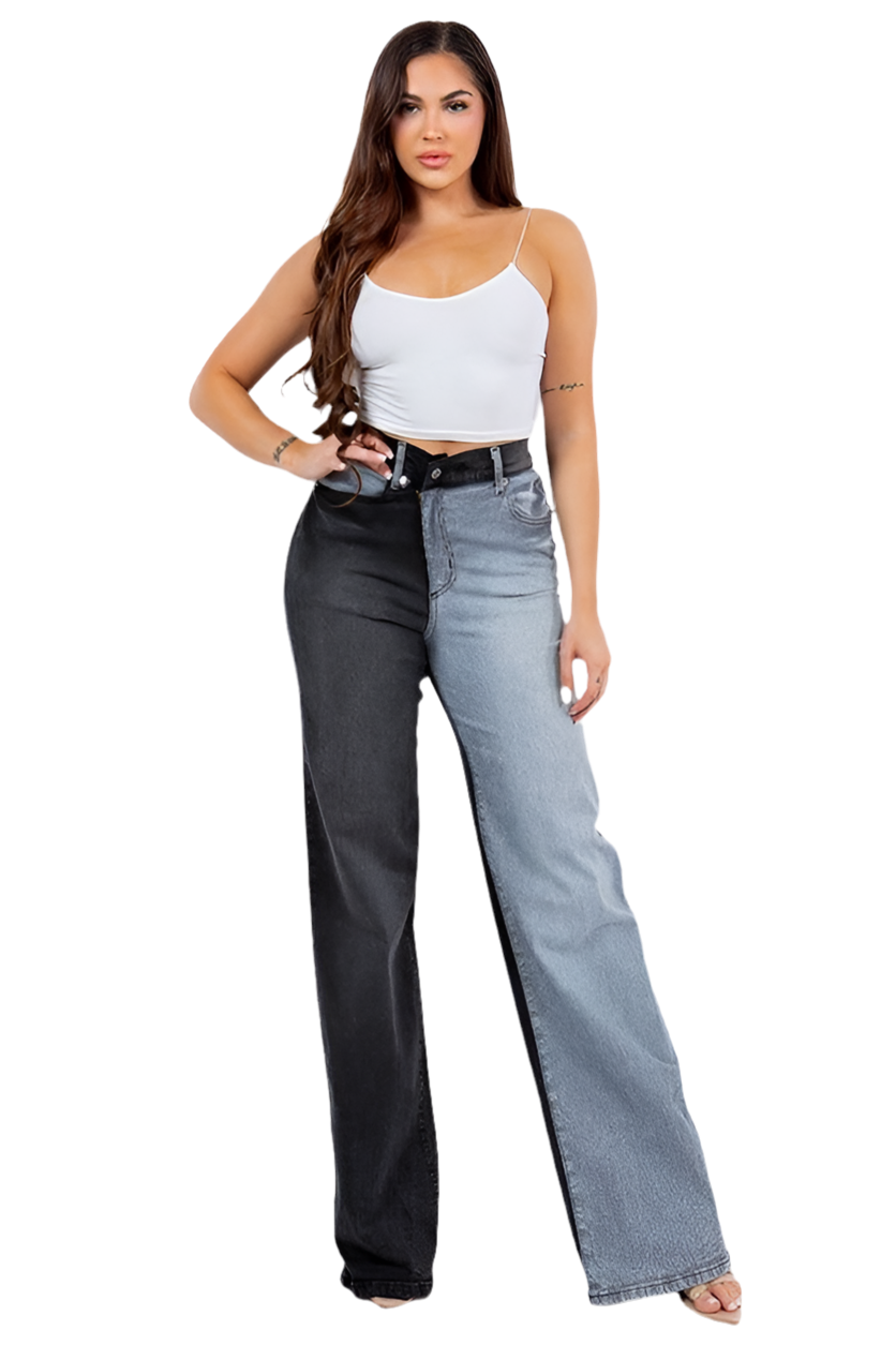 ASYMMETRICAL WIDE LEG JEAN