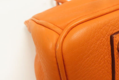 HERMÈS 
Taurillon Clemence Birkin 35 Orange (pre-loved)