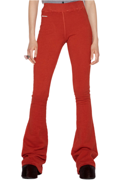 DSQUARED2 RED HIGH WAIST FLARED TROUSERS