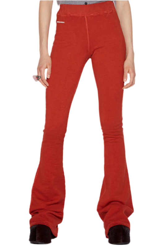 DSQUARED2 RED HIGH WAIST FLARED TROUSERS