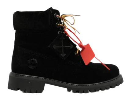 OFF-WHITE  Off White x Timberland Black Velvet Ankle Boots