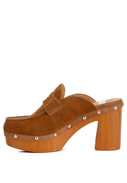 “RILEY” Suede Platform Clogs