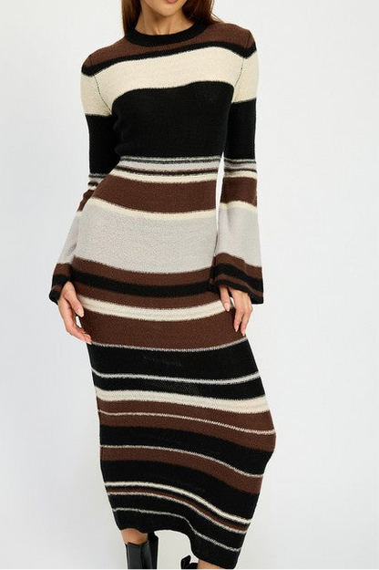 “GRACE” STRIPE MAXI BODYCON DRESS