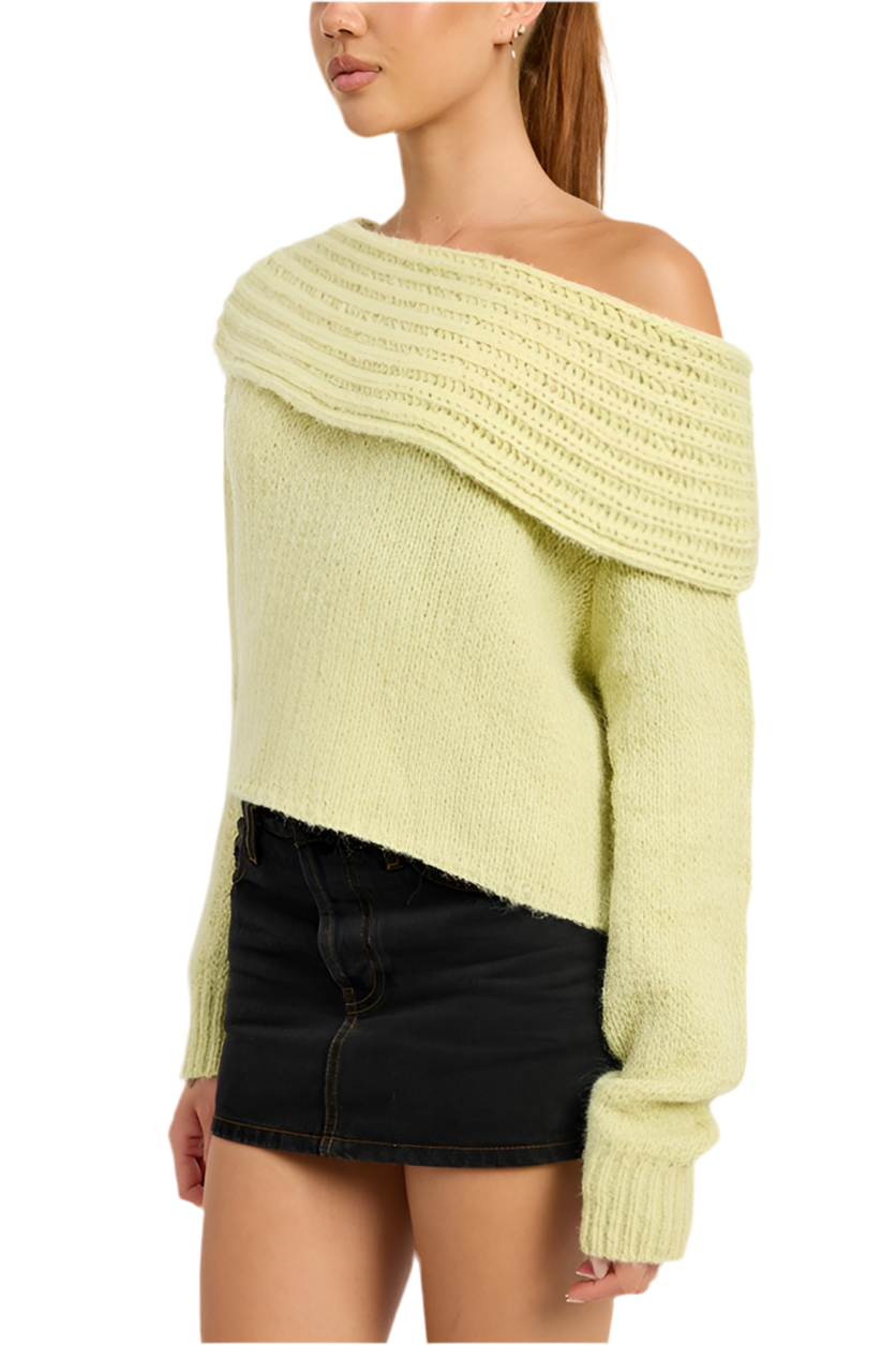 “BRIN”COWL NECK CROPPED SWEATER