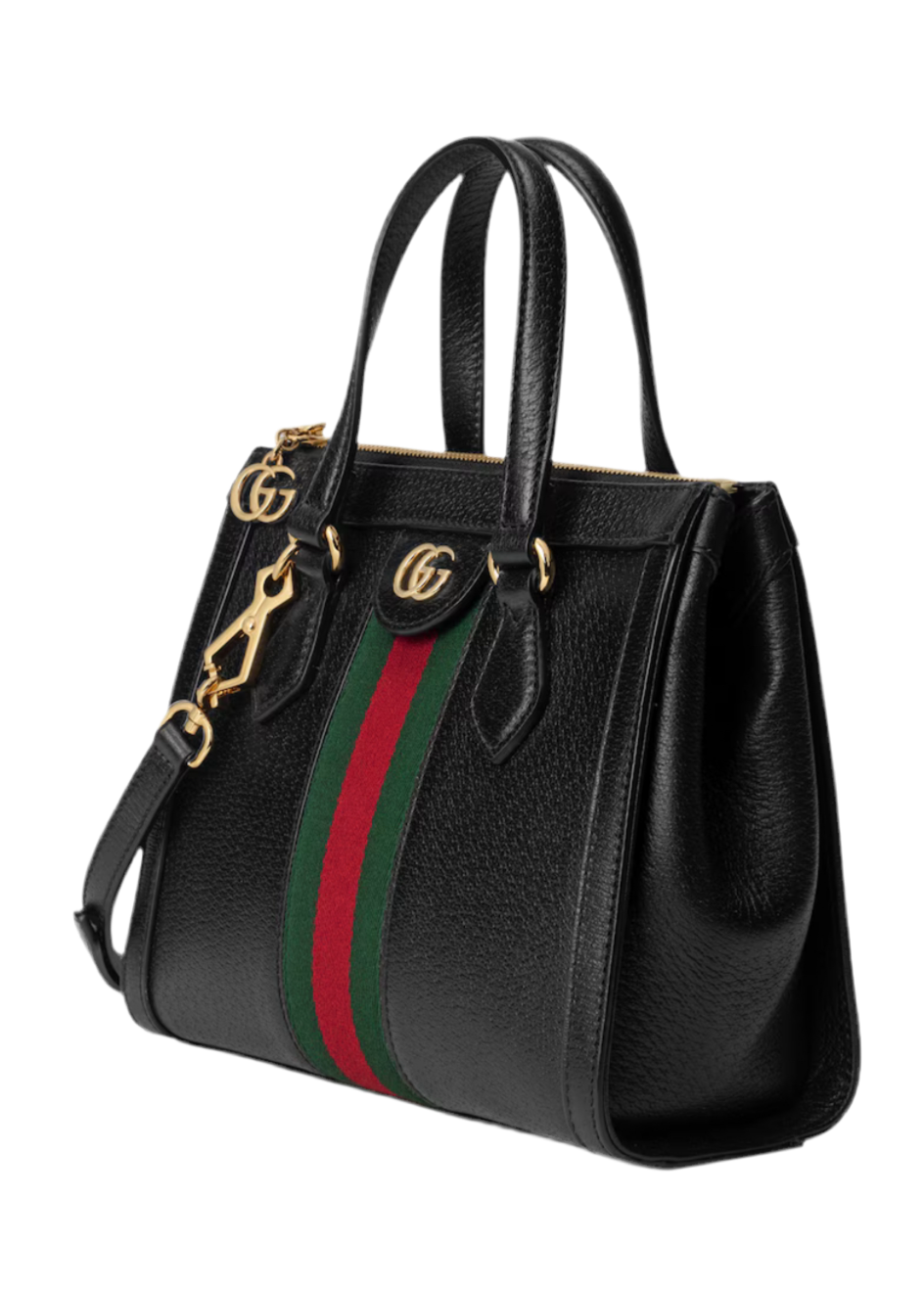 GUCCI 
Textured Calfskin Web Small Ophidia Tote Bag Black