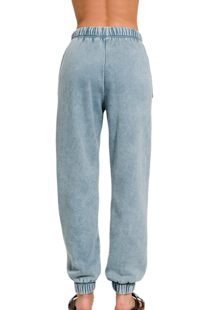 “ZOLO” Acid Wash Fleece Sweatpants with Pockets