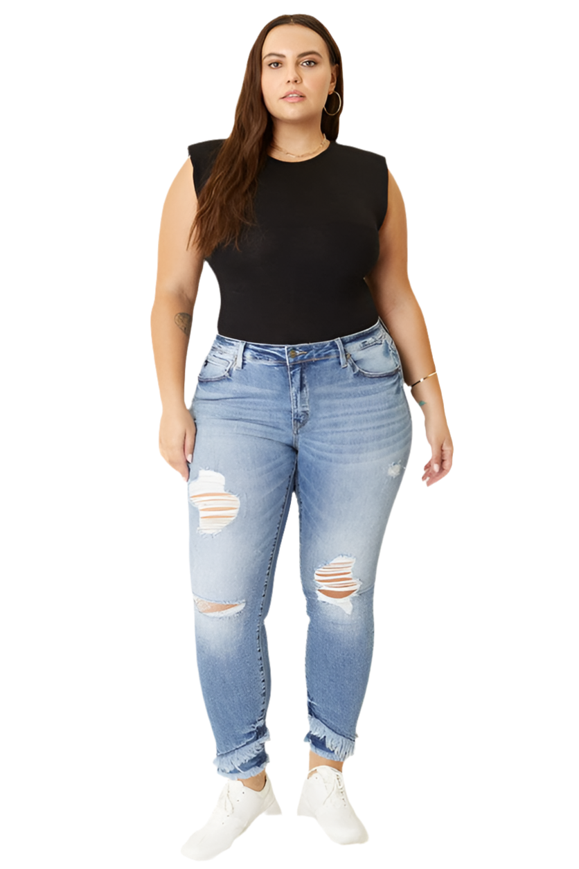 CURVY MID RISE ANKLE SKINNY JEANS