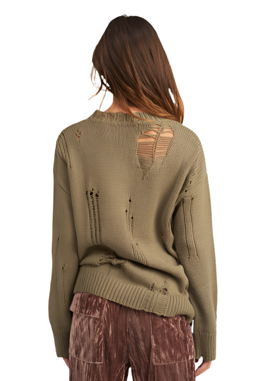 “VICKI” DISTRESSED OVERSIZED SWEATER