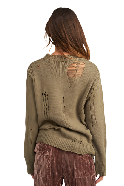 “VICKI” DISTRESSED OVERSIZED SWEATER