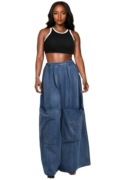 “JASMINE” Wide Denim Pants