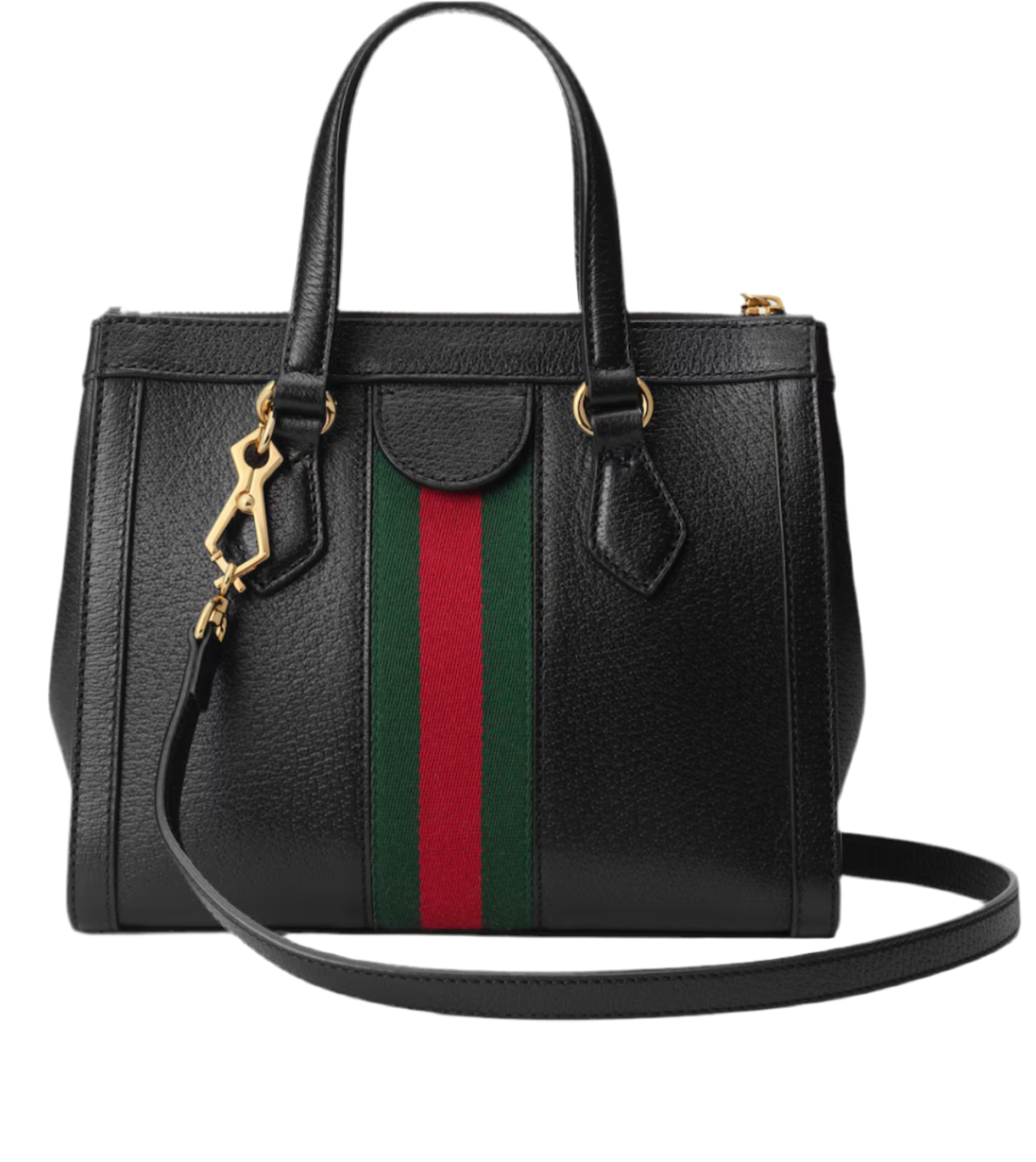 GUCCI 
Textured Calfskin Web Small Ophidia Tote Bag Black