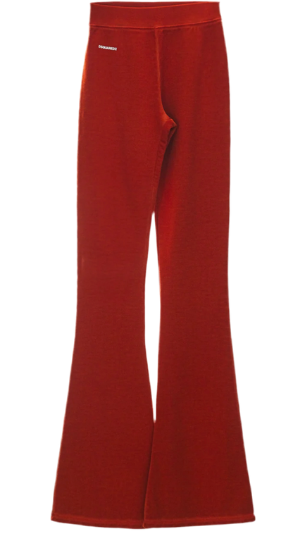 DSQUARED2 RED HIGH WAIST FLARED TROUSERS