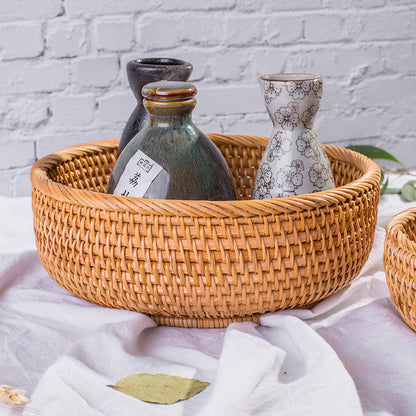 Round Fruit Woven Basket For Living Room Coffee Table