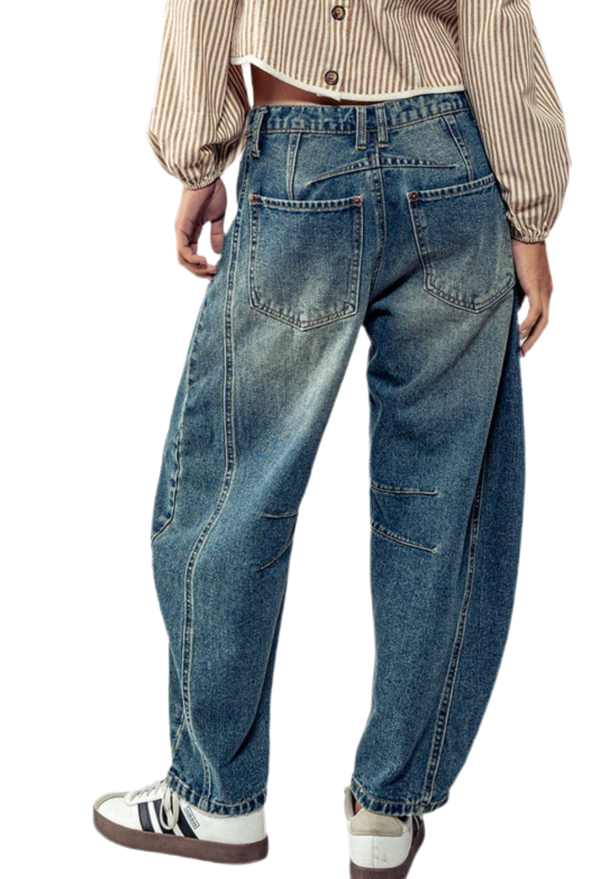 “AMY” DIRTY WASH BARREL JEANS