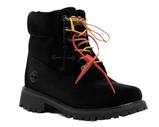 OFF-WHITE  Off White x Timberland Black Velvet Ankle Boots