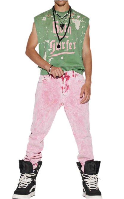 DSQUARED2 ACID WASH PINK JEANS