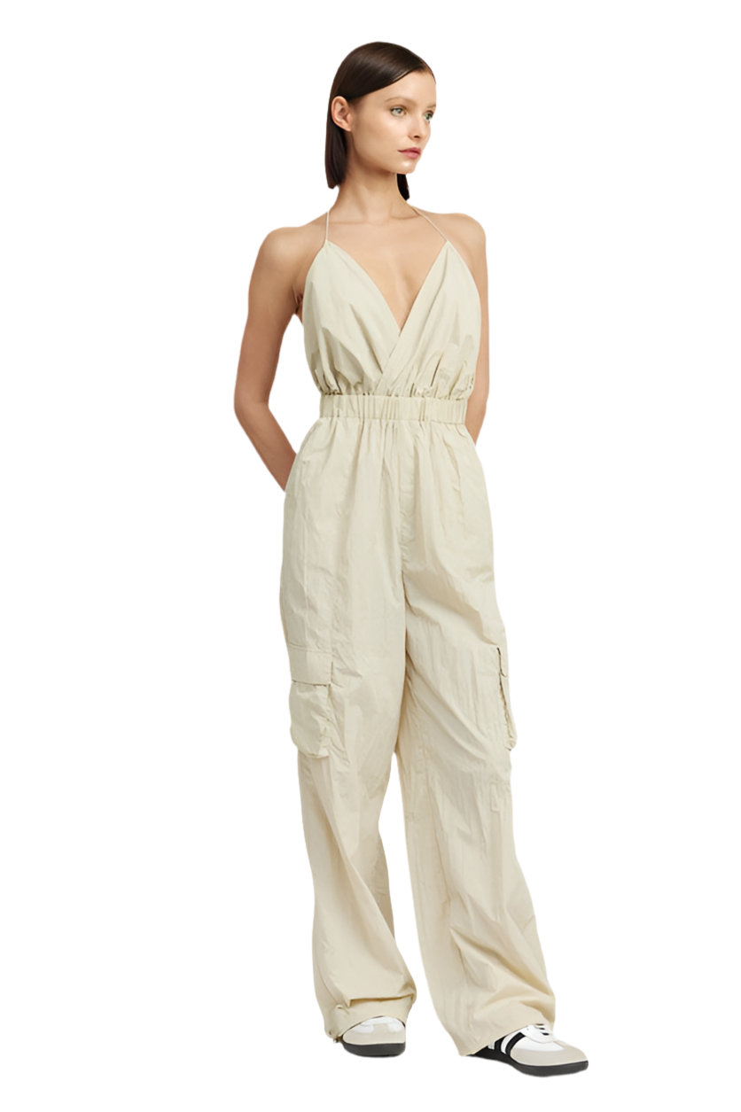 SPAGHETTI STRAP CARGO JUMPSUIT