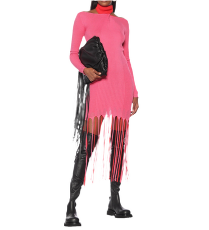 BOTTEGA VENETA Pink & Red Fringe Dress