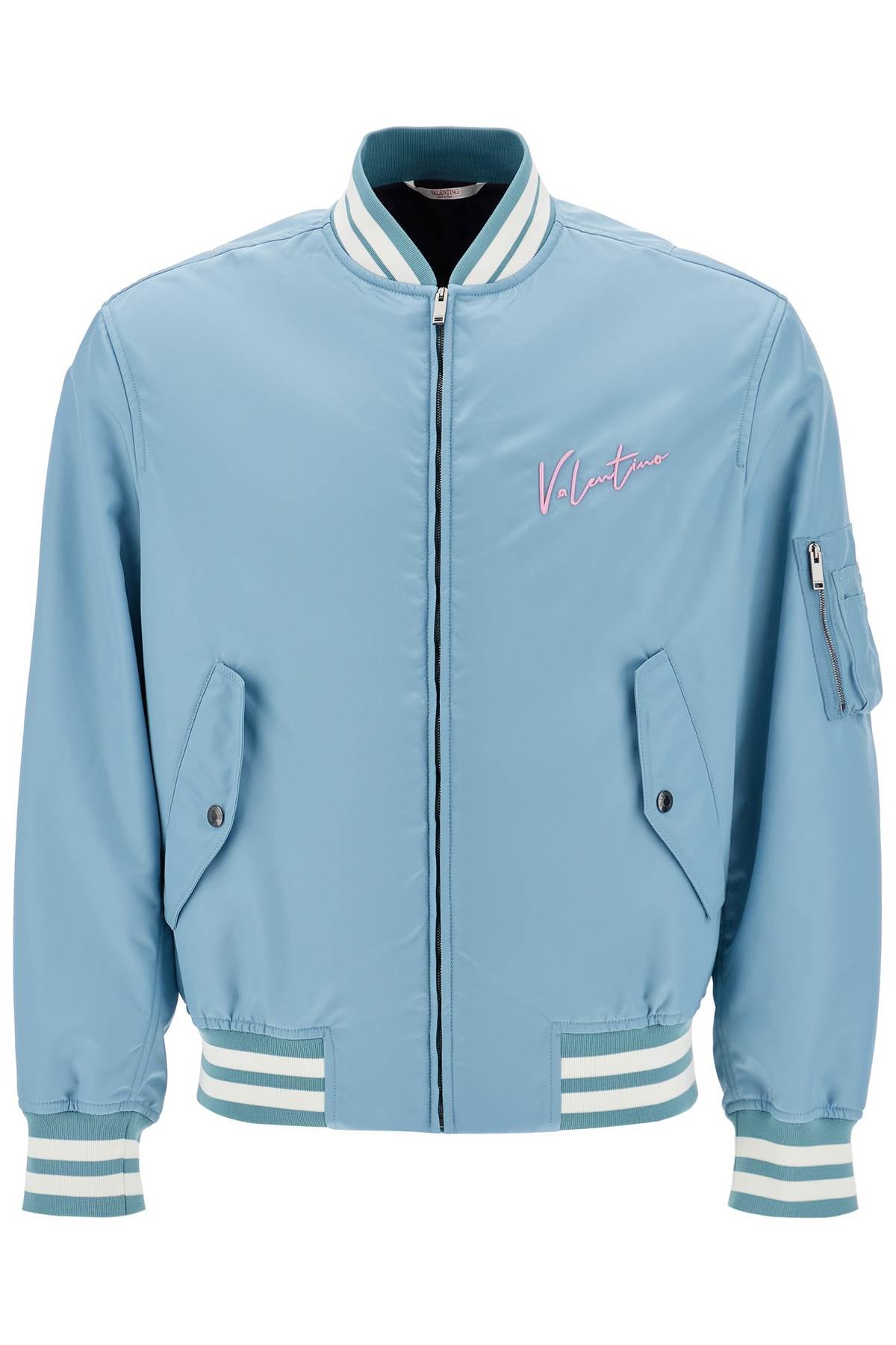 Valentino Garavani Valentino Garavani nylon bomber jacket with embroidery and print.