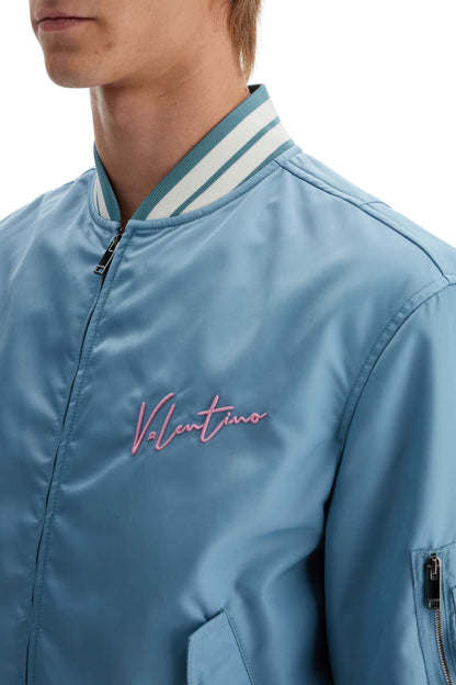 Valentino Garavani Valentino Garavani nylon bomber jacket with embroidery and print.