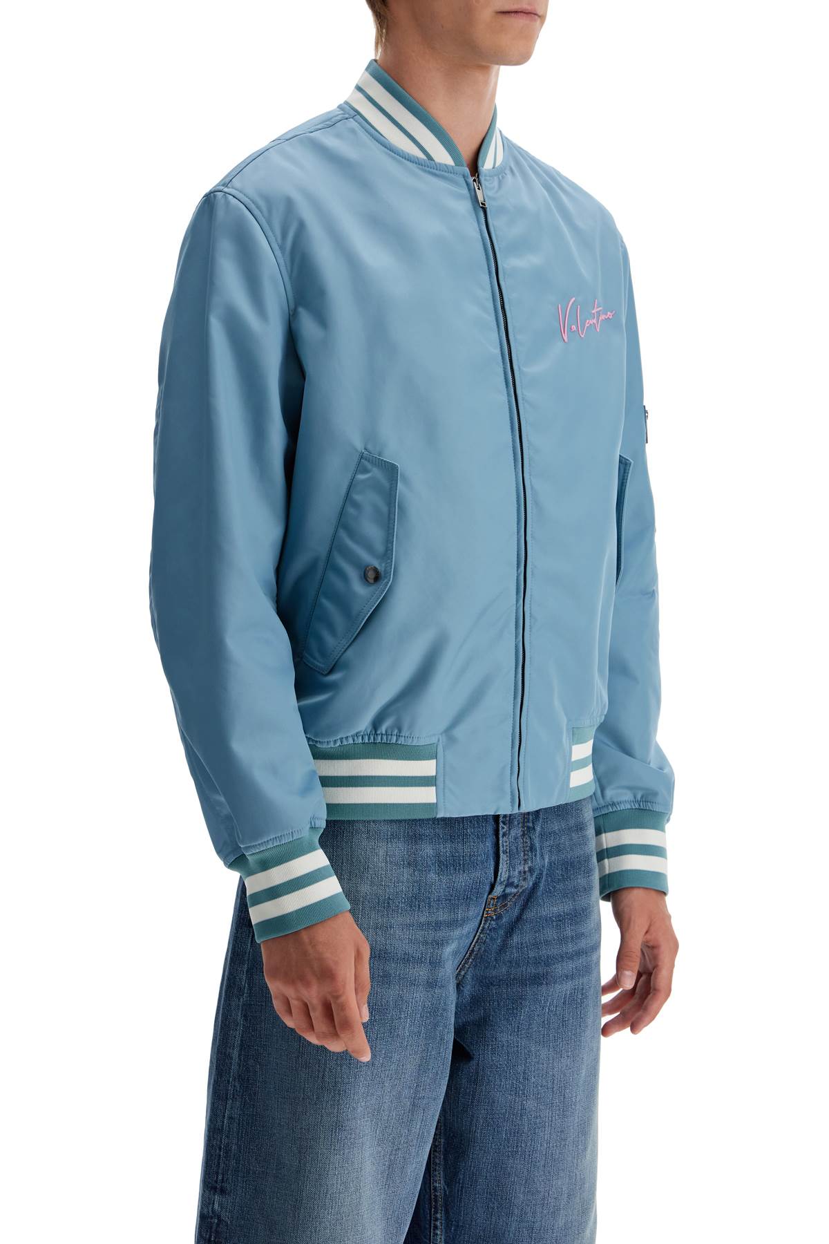 Valentino Garavani Valentino Garavani nylon bomber jacket with embroidery and print.