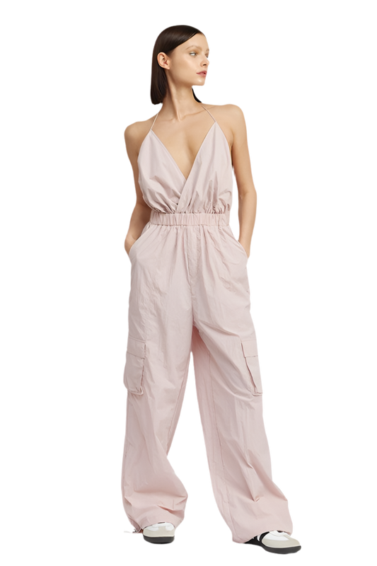 SPAGHETTI STRAP CARGO JUMPSUIT