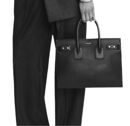 SAINT LAURENT
BLACK CALF LEATHER SAC DE JOUR HANDBAG