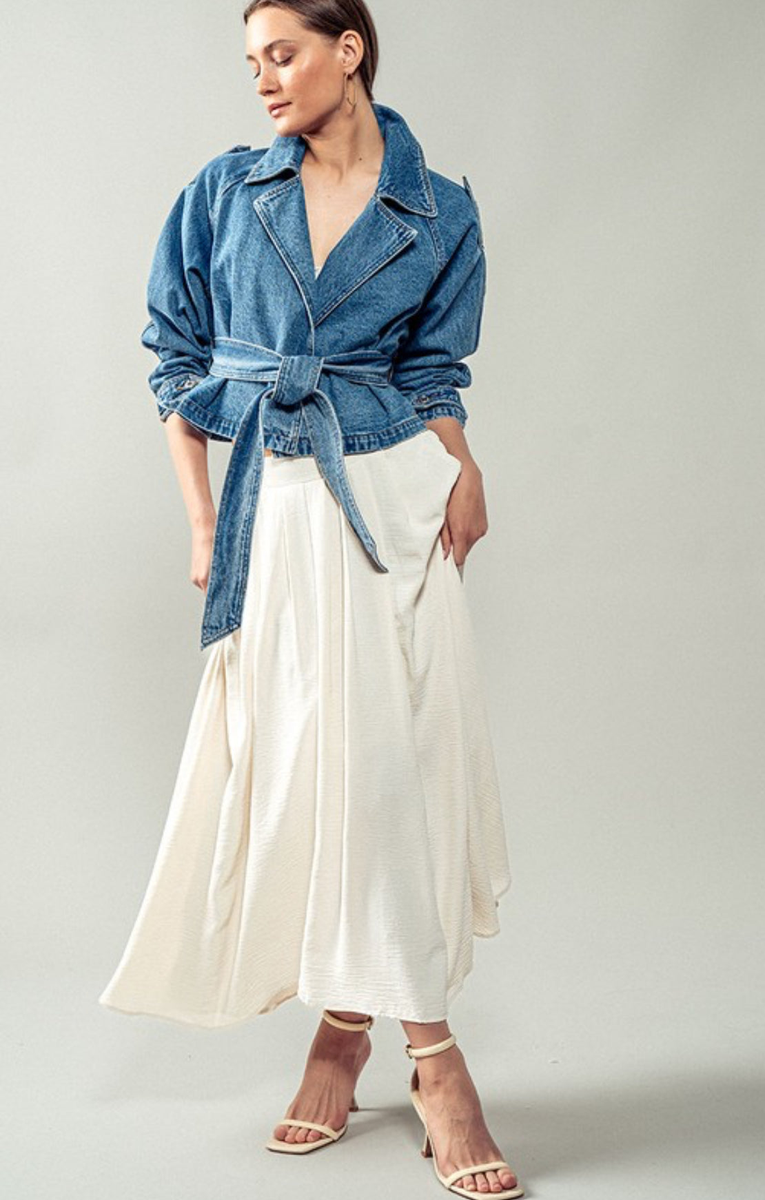 “JALISA” CROPPED DENIM TRENCH