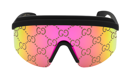 GUCCI Multi-Color GG Lattice Acetate Shield Sunglasses