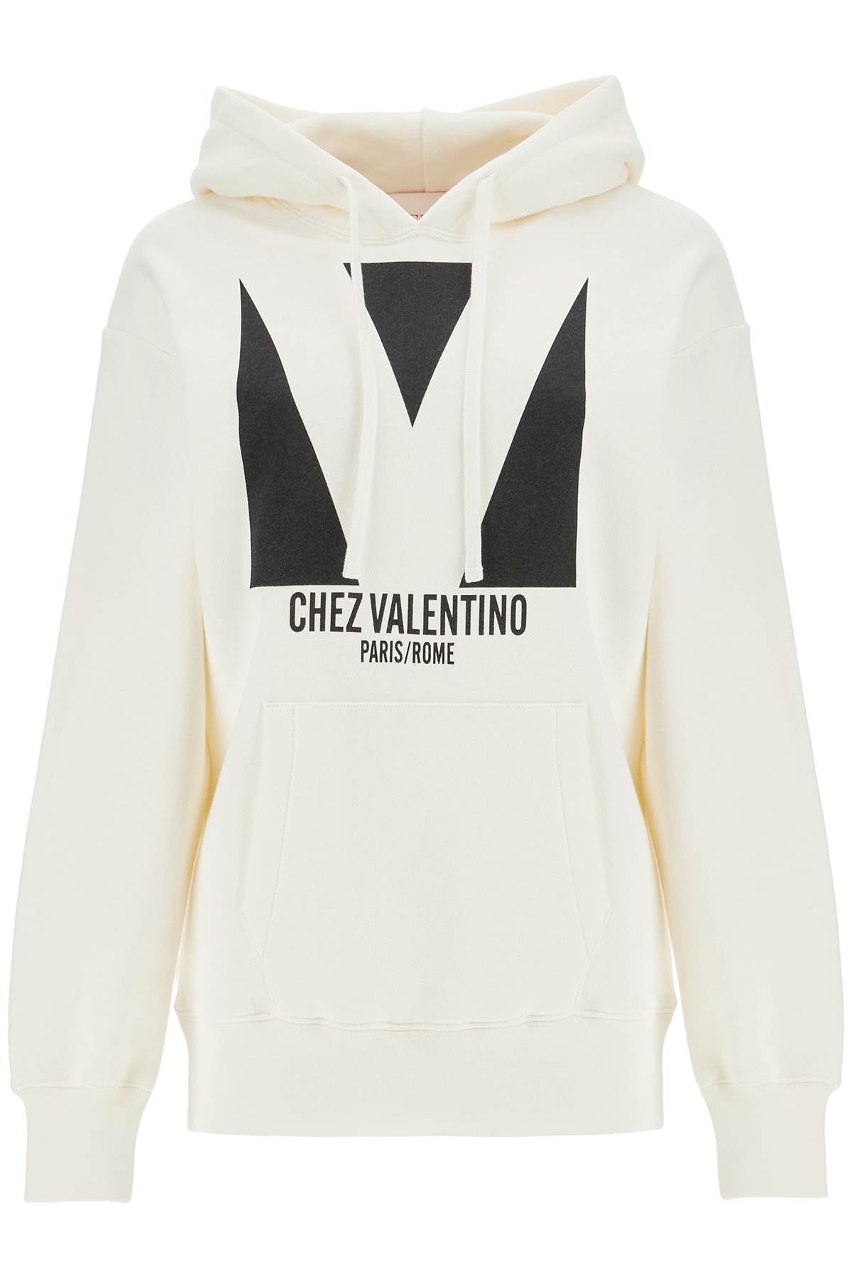 Valentino Garavani ivory cotton hoodie with large logo