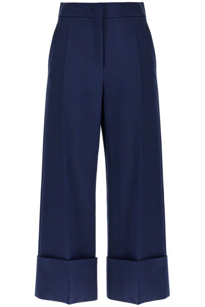 Valentino Garavani Valentino Garavani high-waisted wide leg pants in silk and wool indigo