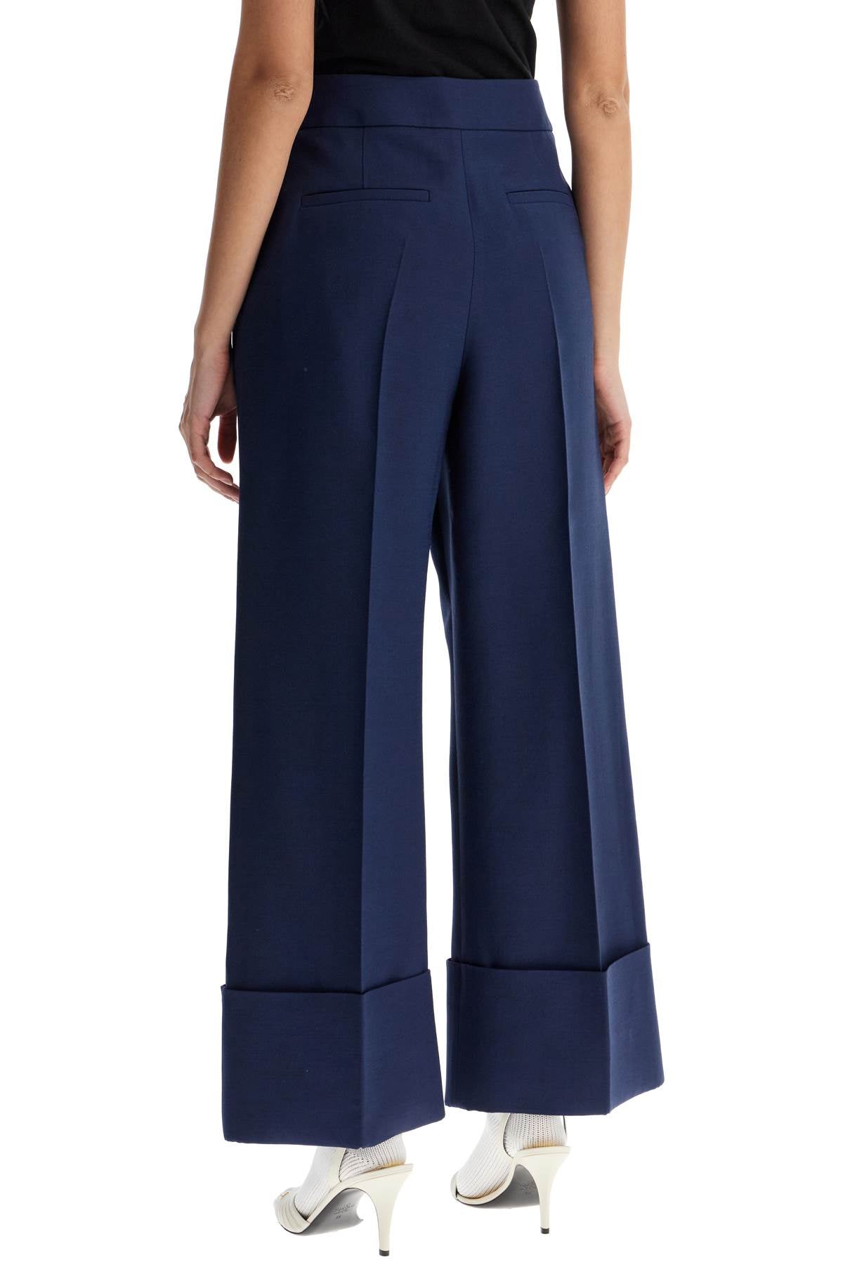 Valentino Garavani Valentino Garavani high-waisted wide leg pants in silk and wool indigo